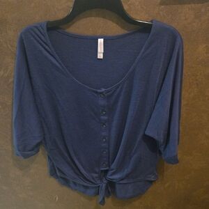 Xhilaration Deep Blue Buttoned Blouse